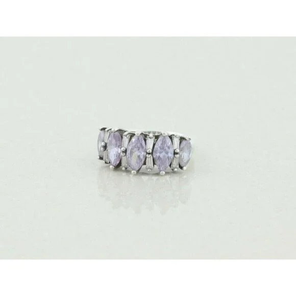 Sterling Silver Purple and White CZ Ring Size 7 1/4 - Picture 6 of 8